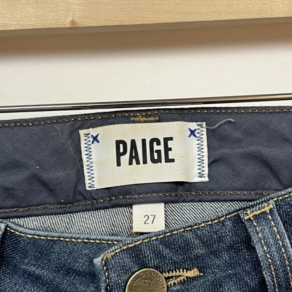 Paige Riley Crop Flare Size 27 Dark Blue Jeans - Picture 3 of 6